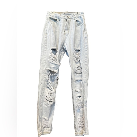 Shein XS Womens / Kids Blue jeans Distressed Holy - Picture 1 of 16